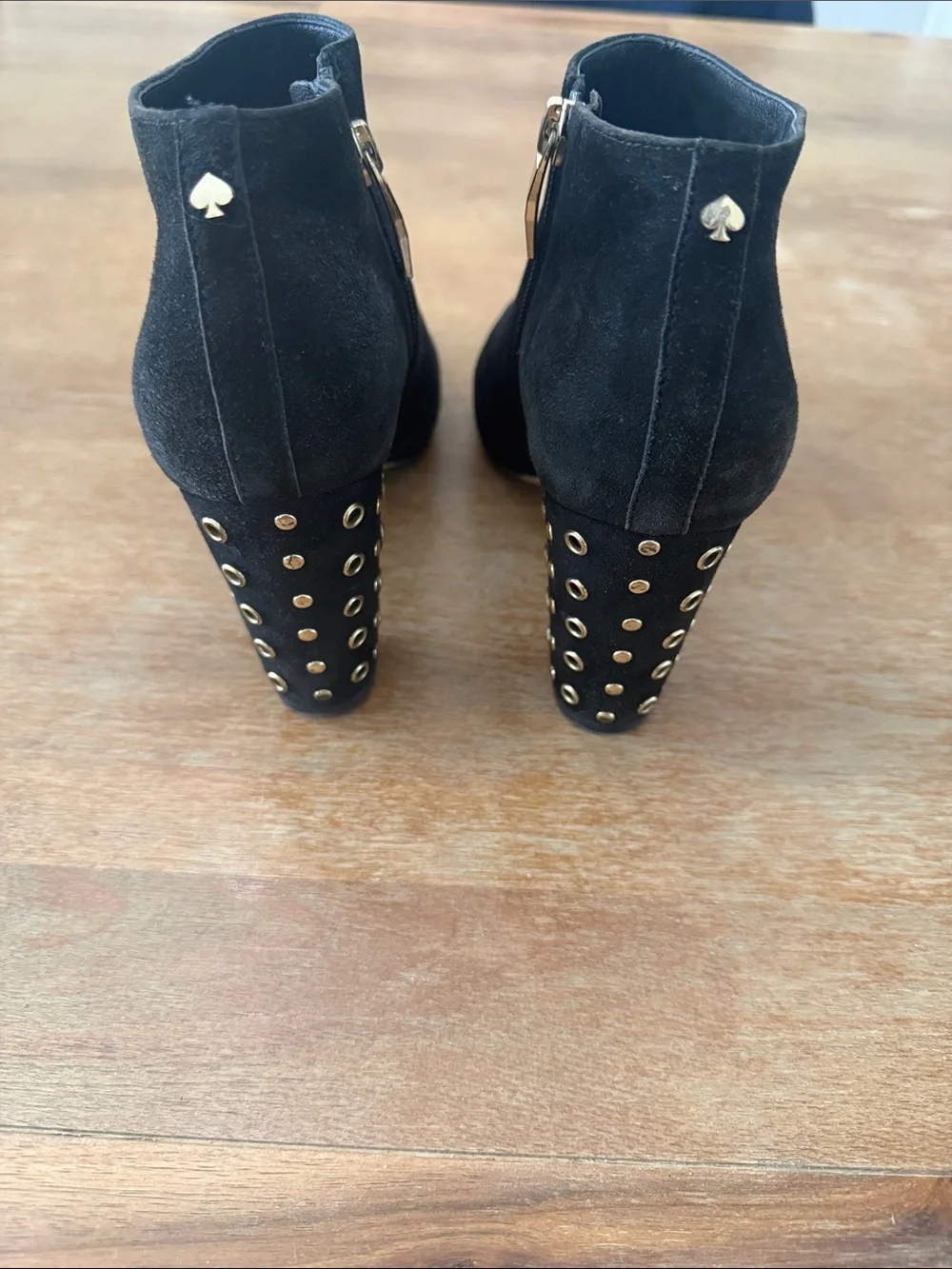 Kate Spade Black Suede Studded Ankle Booties - Size 7.5